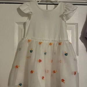 White Kids Dress with Colorful ice cream cones